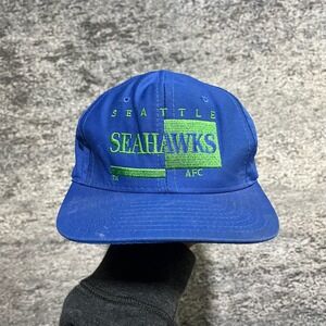 Vintage Seattle Seahawks AJD NFL Hat Snap Back Blue 90s Embroidered